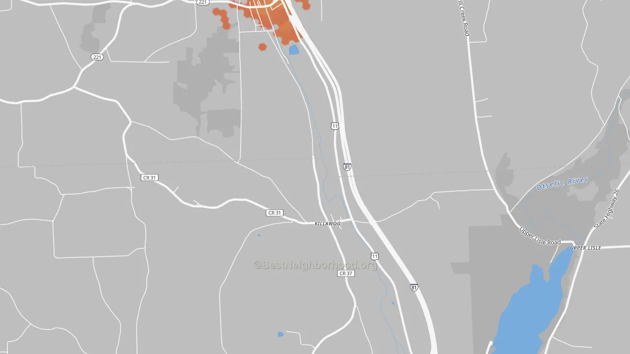 Bike Grade map of Killawog, NY