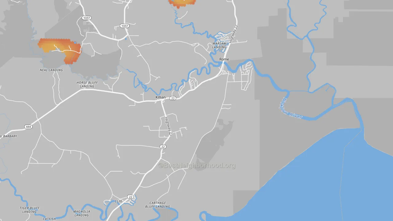 Bike Grade map of Killian, LA