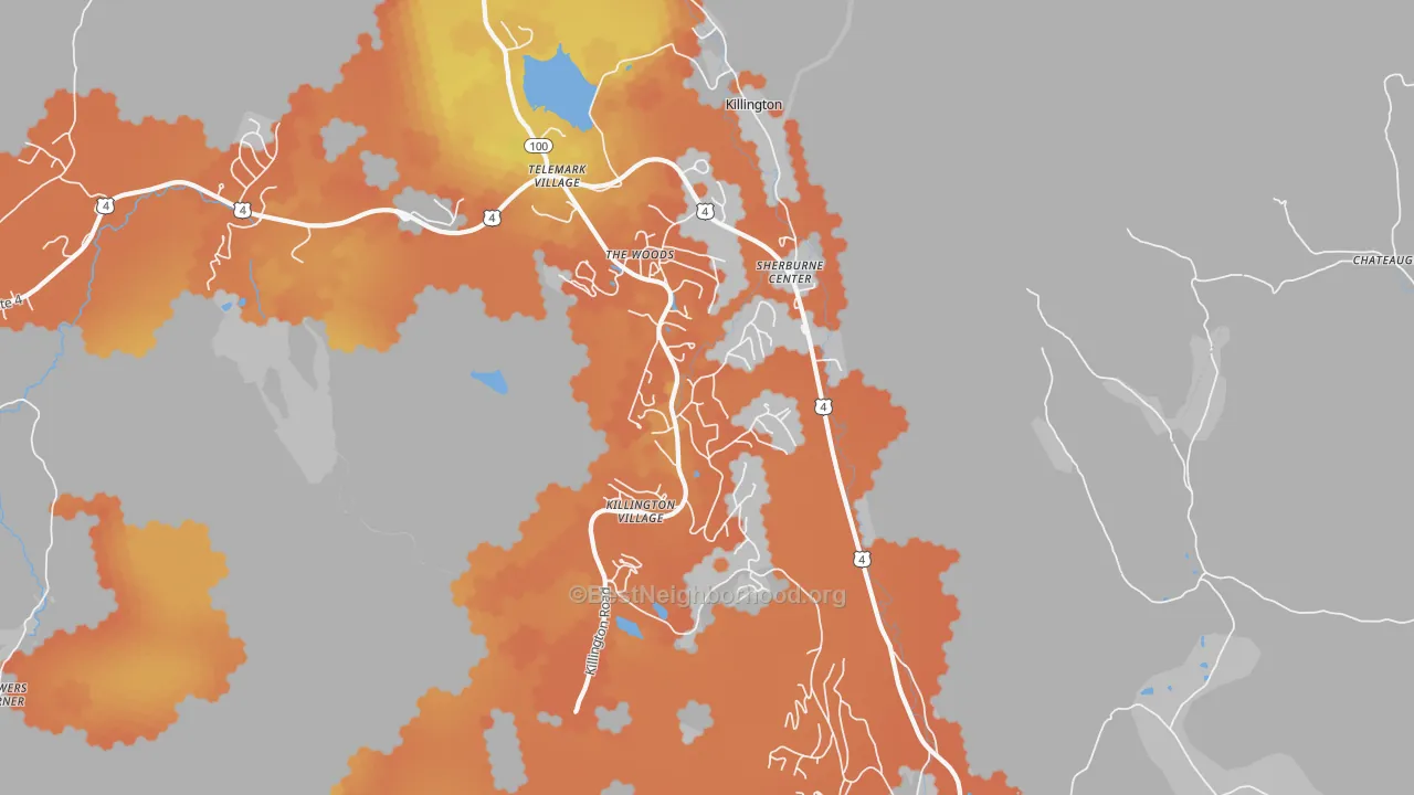 Bike Grade map of Killington, VT