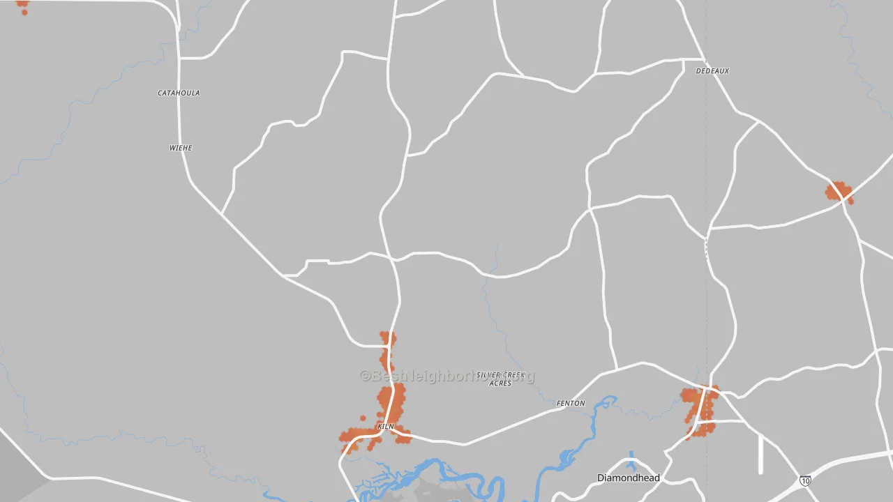 Bike Grade map of Kiln, MS