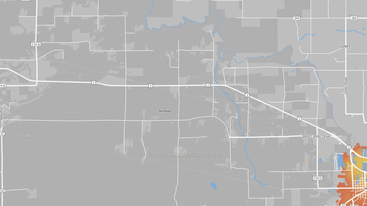 Bike Grade map of Kimball, WI