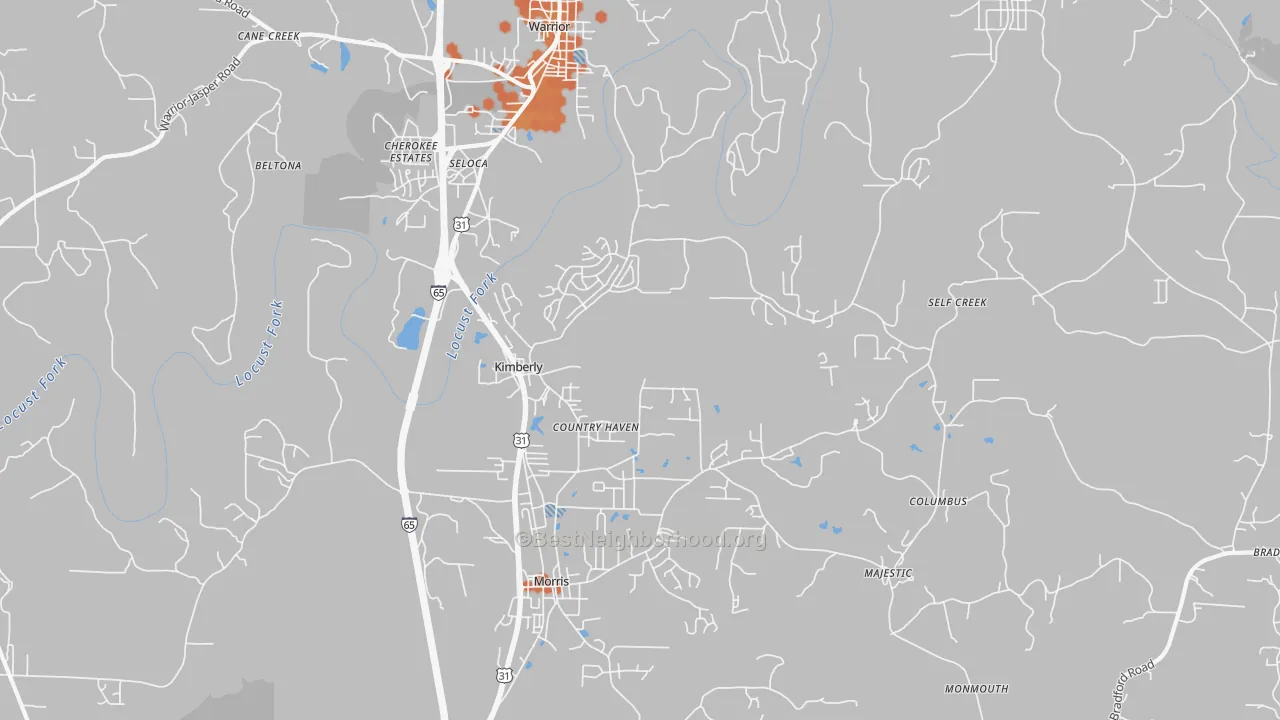 Bike Grade map of Kimberly, AL