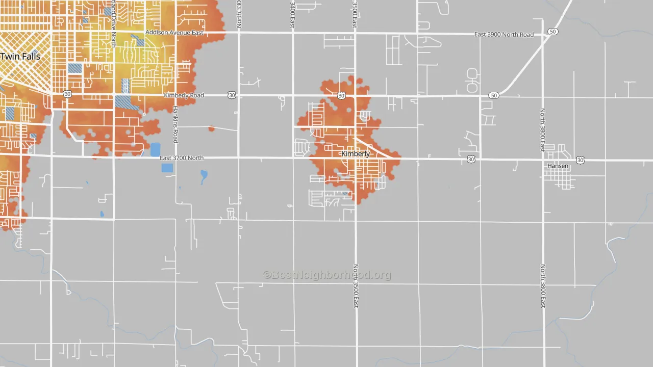Bike Grade map of Kimberly, ID