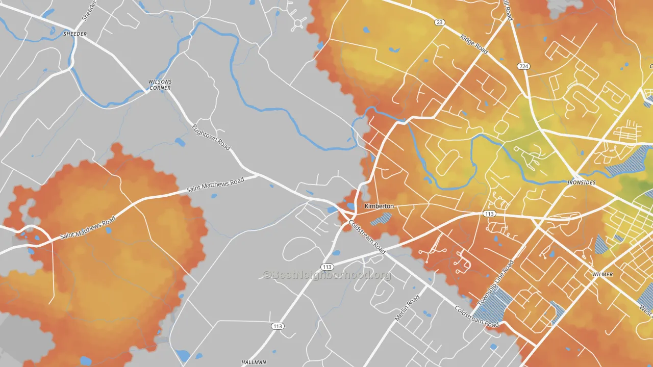 Bike Grade map of Kimberton, PA