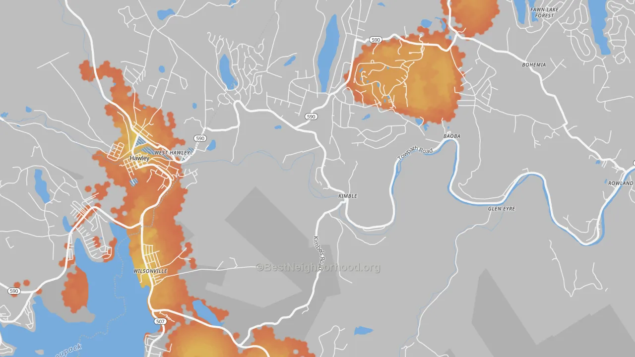 Bike Grade map of Kimbles, PA