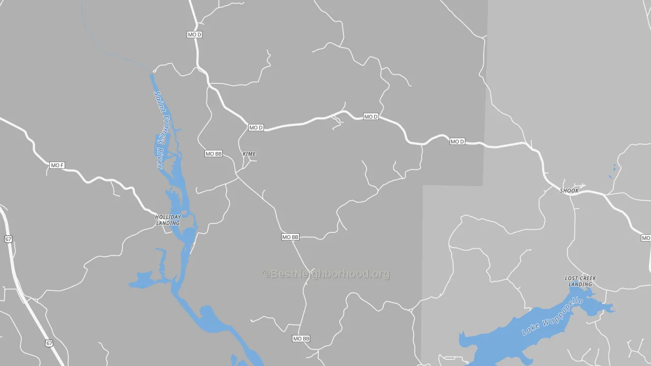 Bike Grade map of Kime, MO