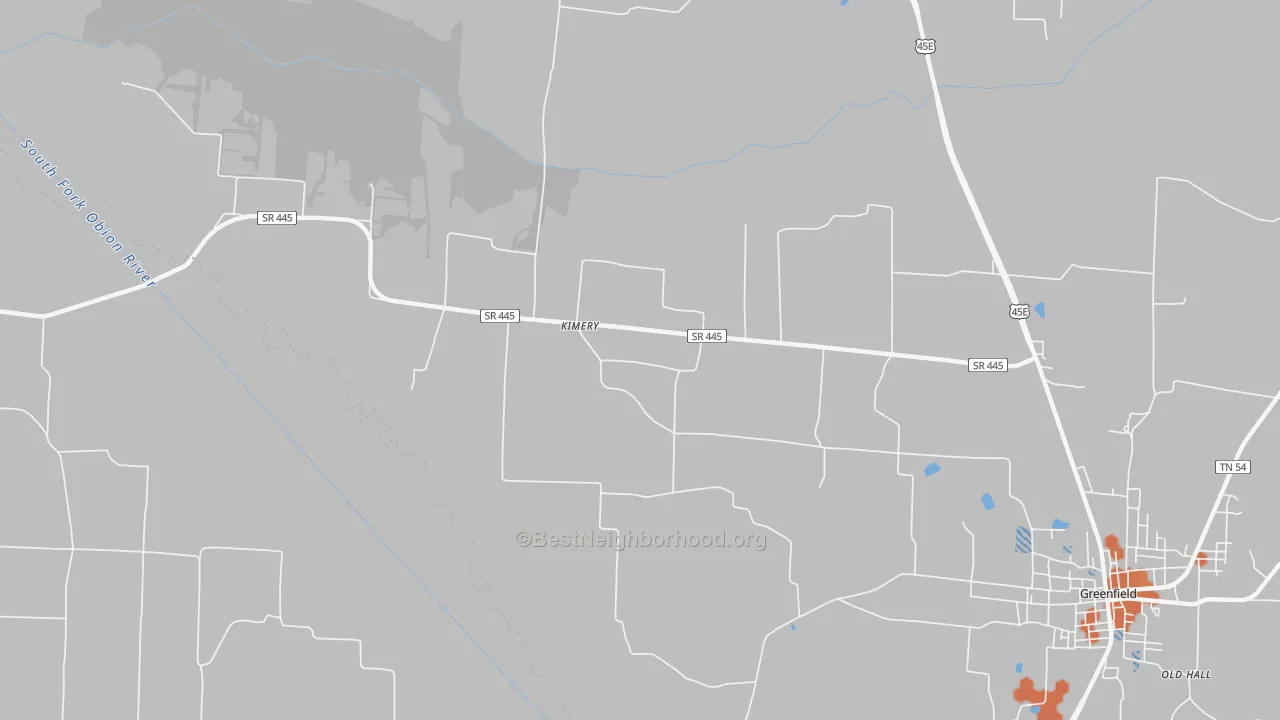 Bike Grade map of Kimery, TN