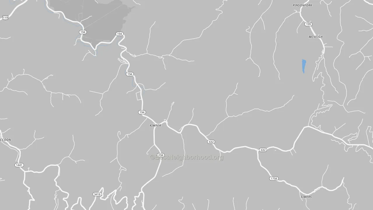 Bike Grade map of Kimper, KY