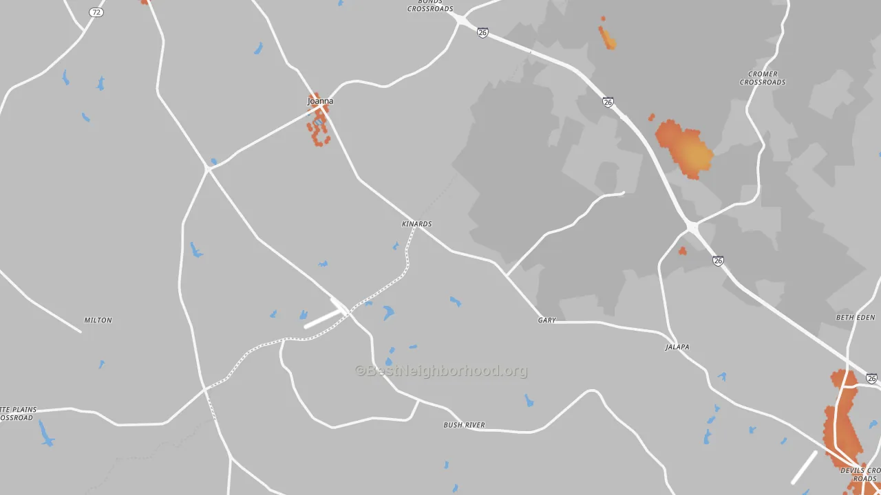 Bike Grade map of Kinards, SC