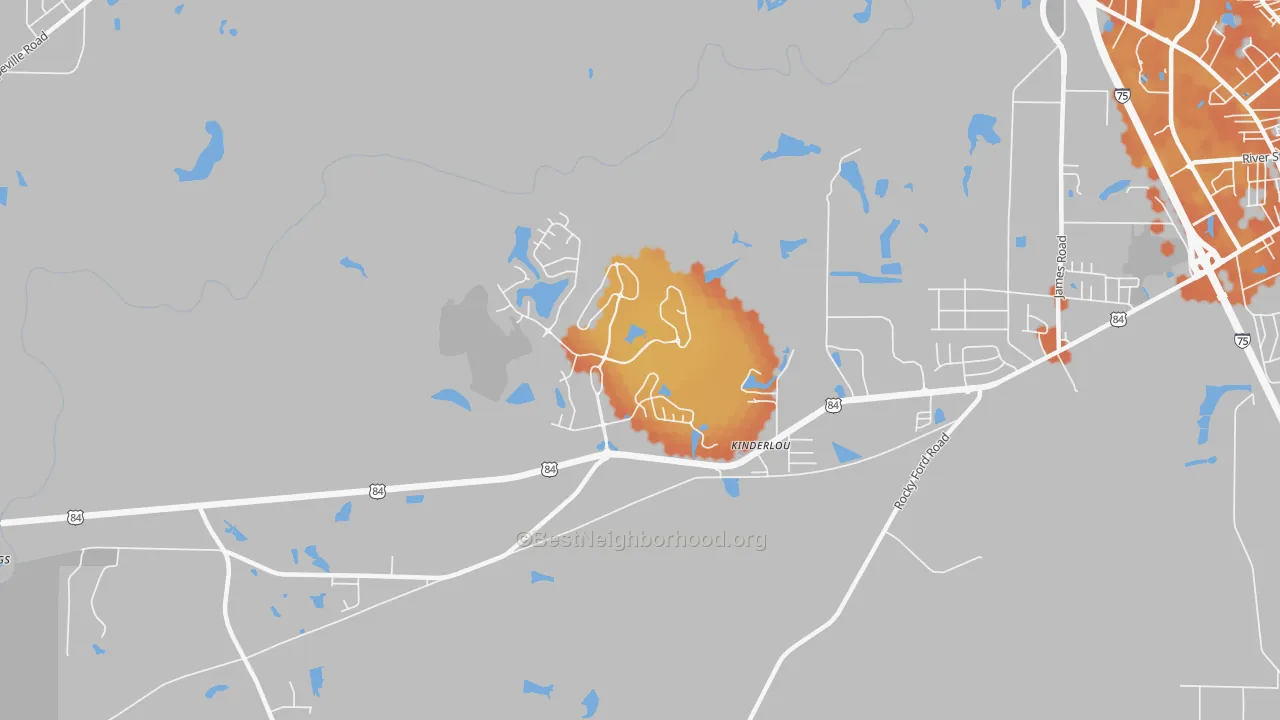 Bike Grade map of Kinderlou, GA