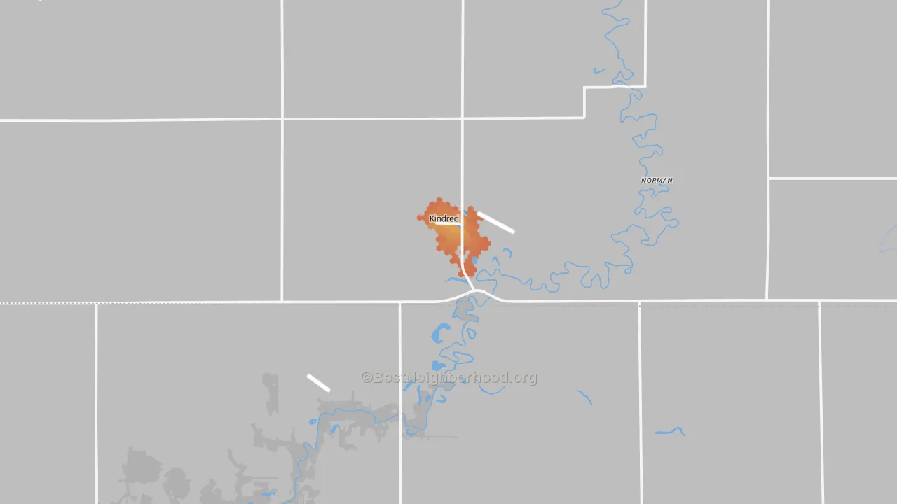 Bike Grade map of Kindred, ND