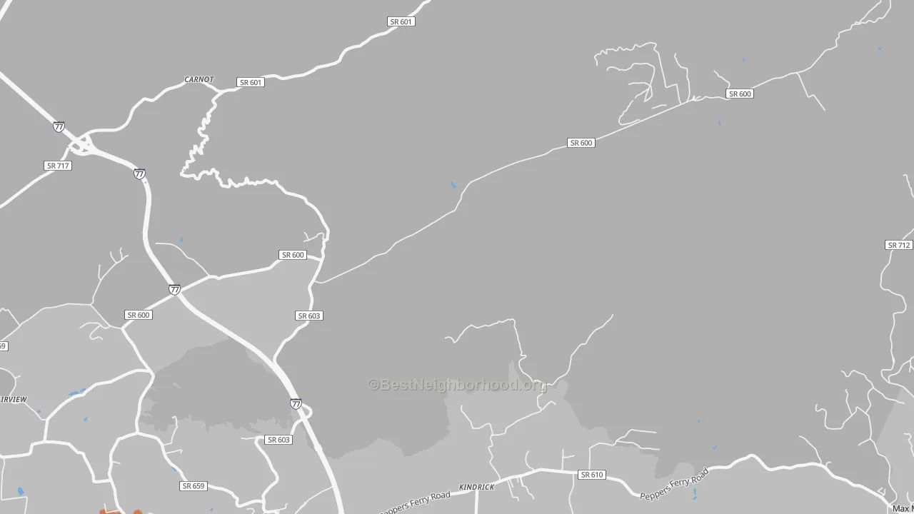Bike Grade map of Kindrick, VA