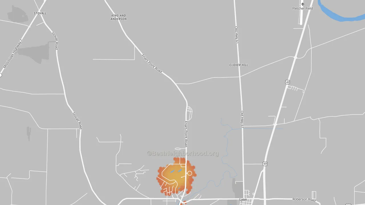 Bike Grade map of King and Anderson, MS