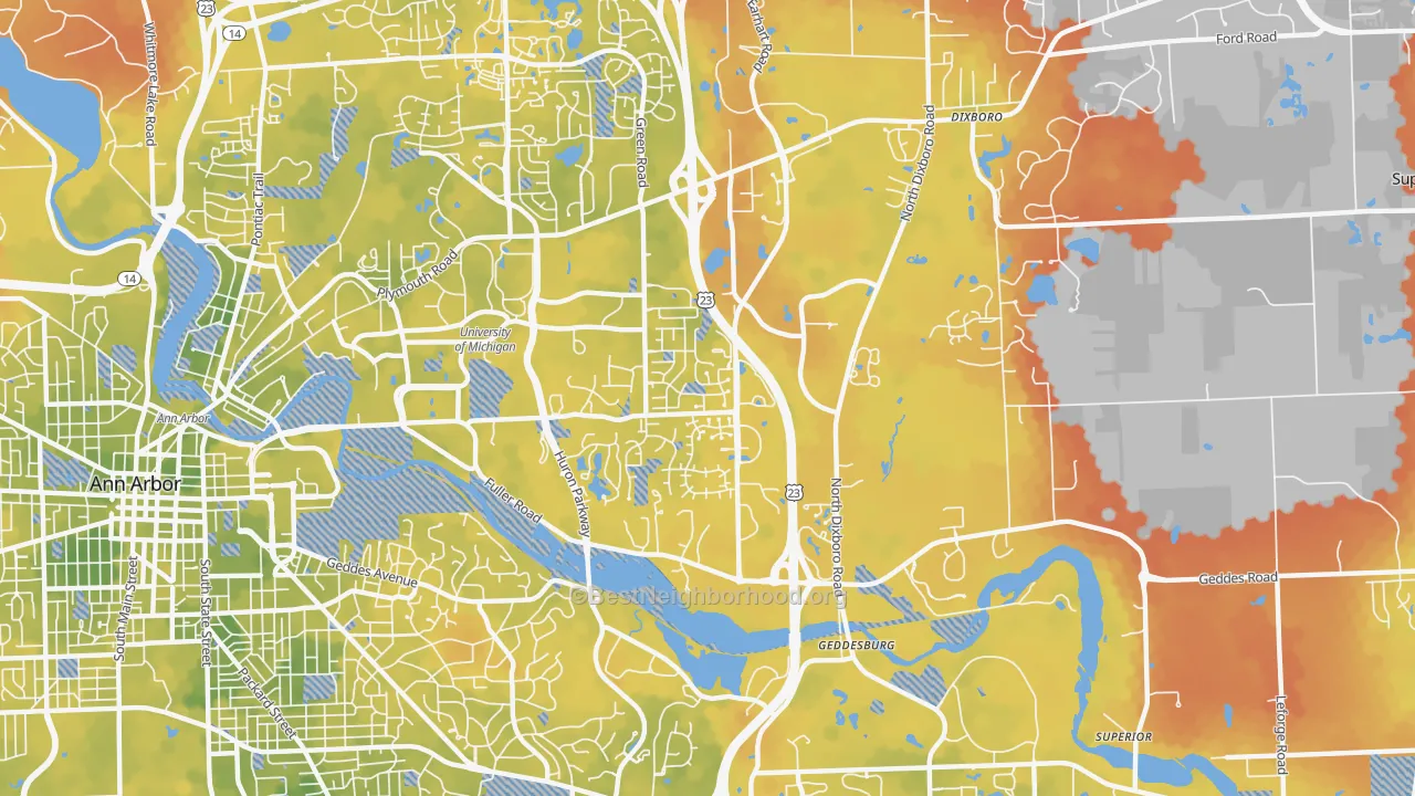 Bike Grade map of King, Ann Arbor, MI
