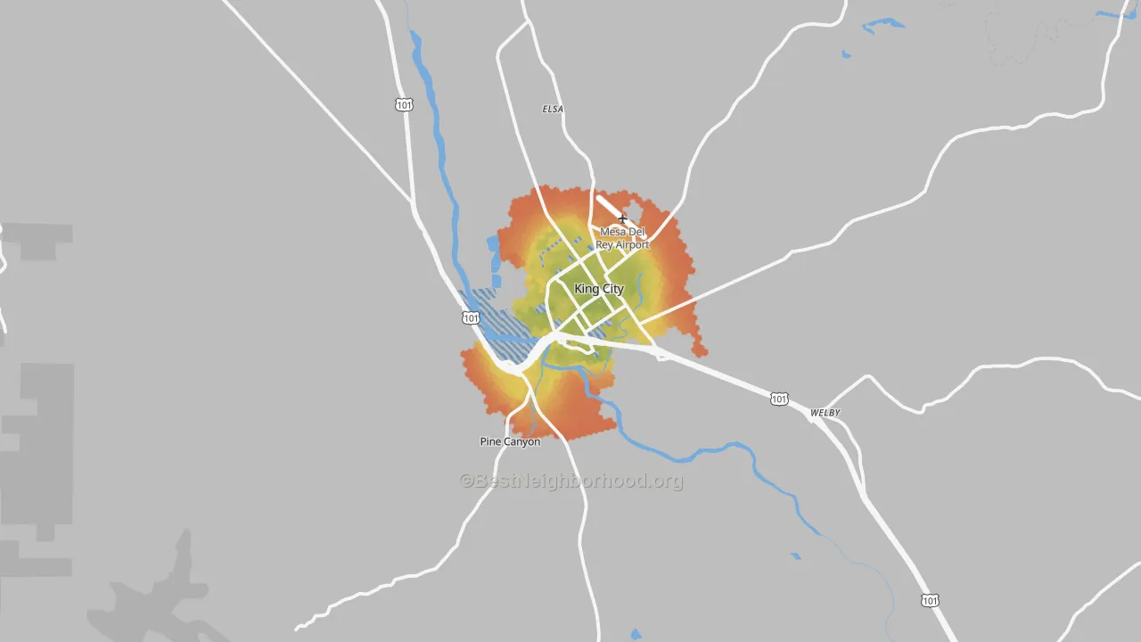Bike Grade map of King City, CA