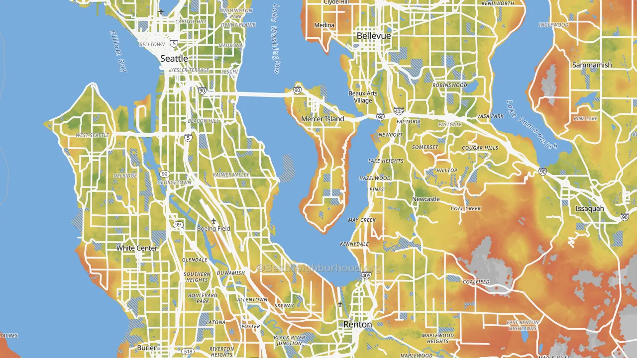 Bike Grade map of King County, WA