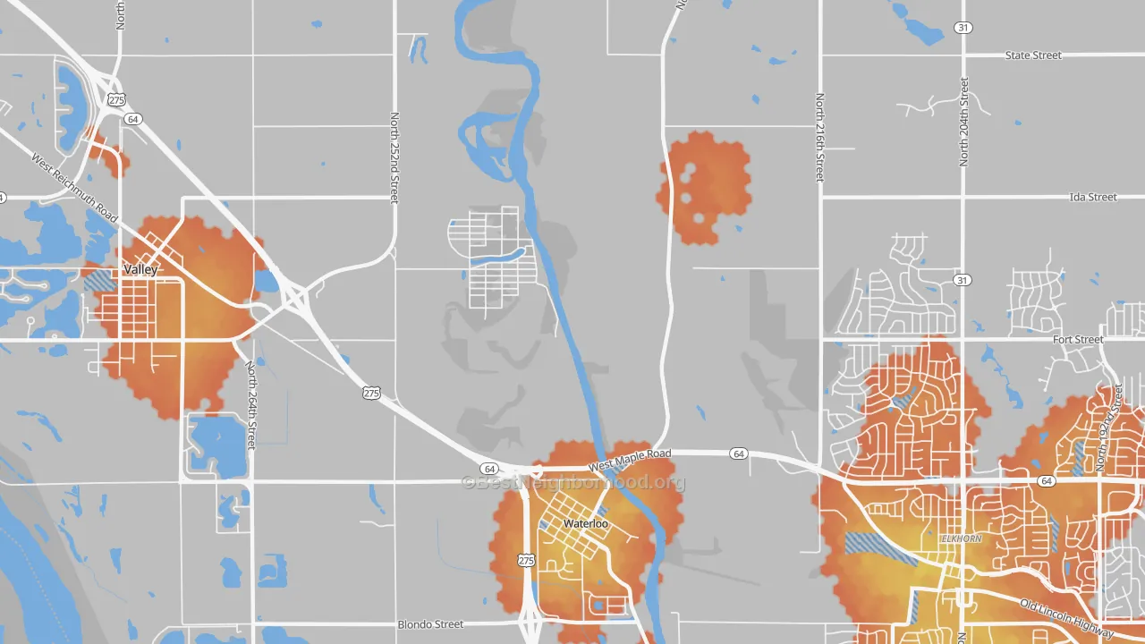 Bike Grade map of King Lake, NE