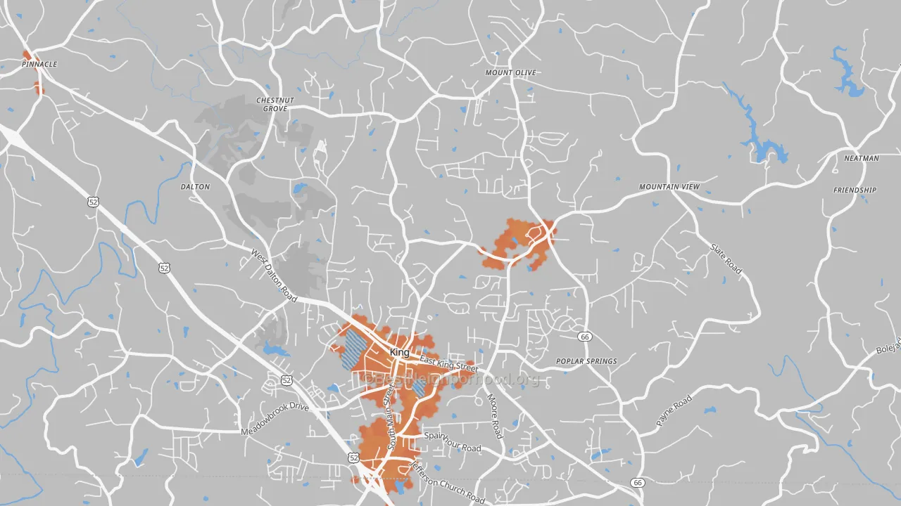 Bike Grade map of King, NC