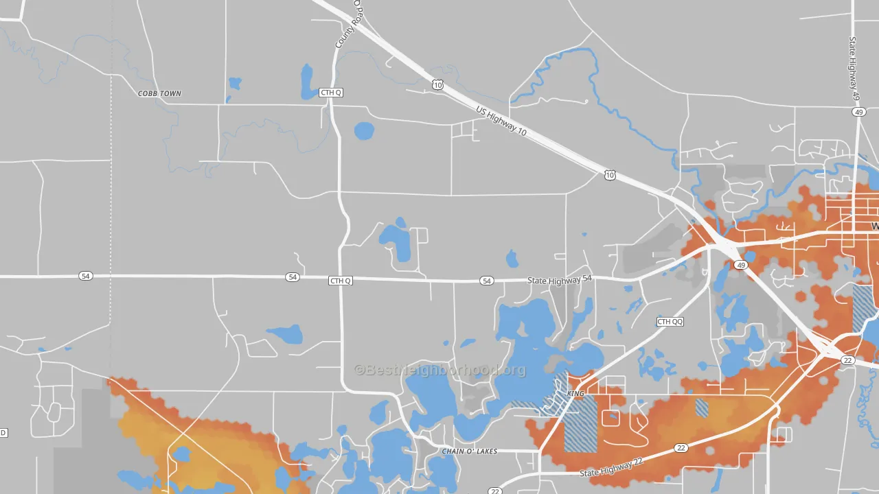 Bike Grade map of King, WI