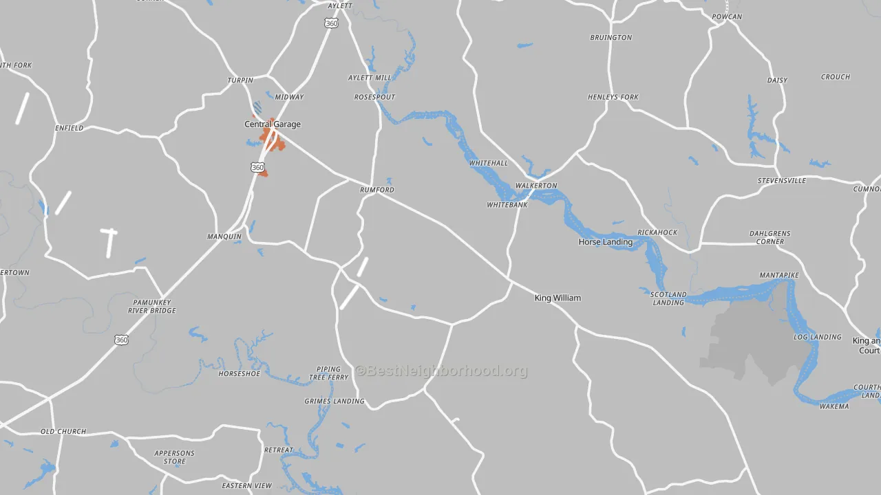Bike Grade map of King William County, VA