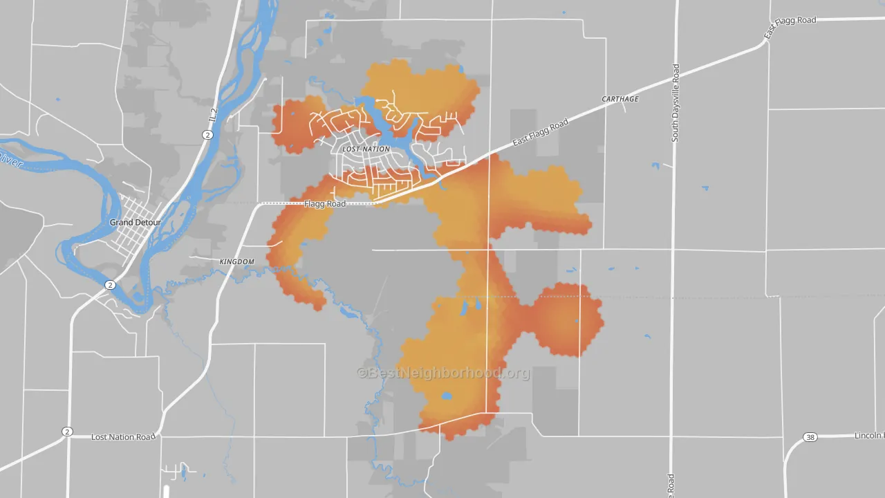 Bike Grade map of Kingdom, IL