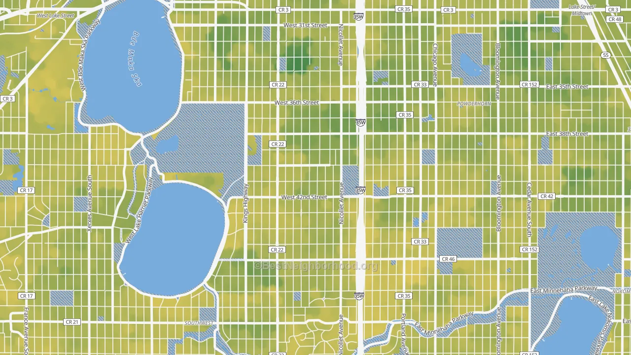 Bike Grade map of Kingfield, Minneapolis, MN