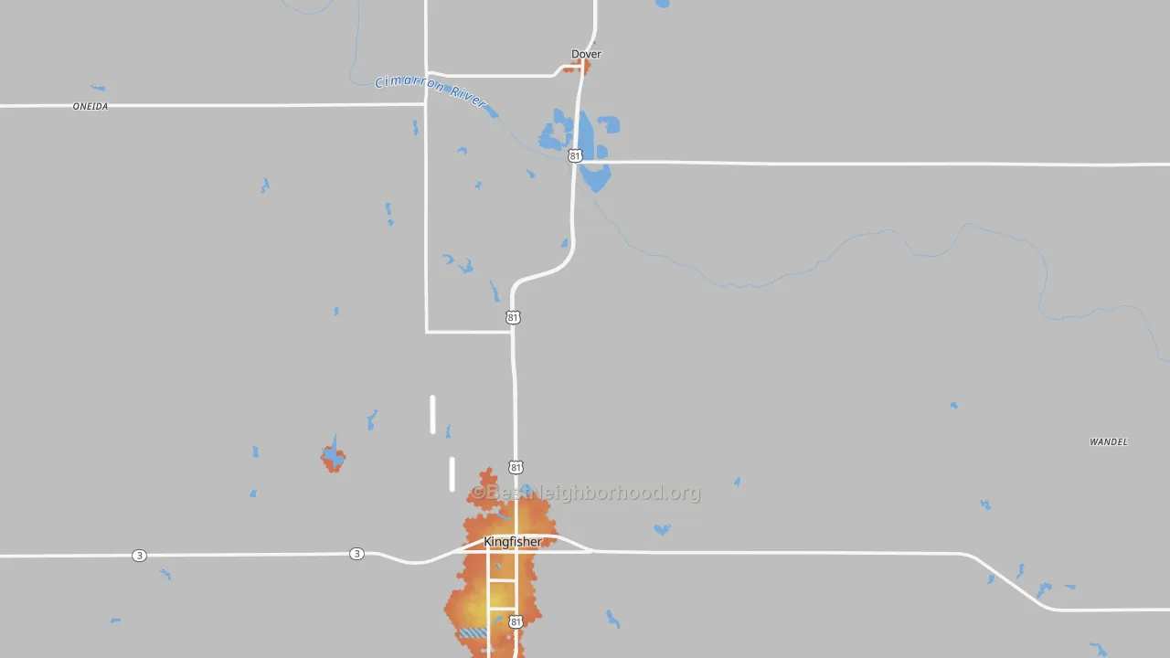 Bike Grade map of Kingfisher County, OK