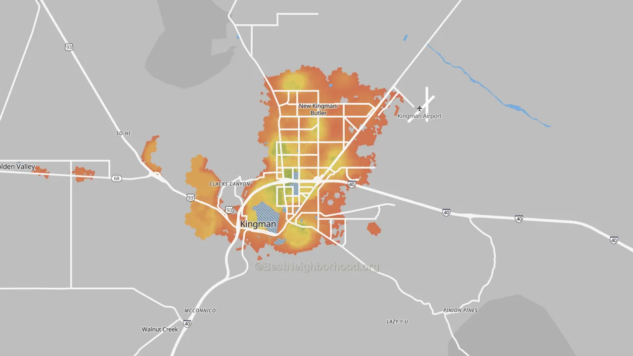 Bike Grade map of Kingman, AZ