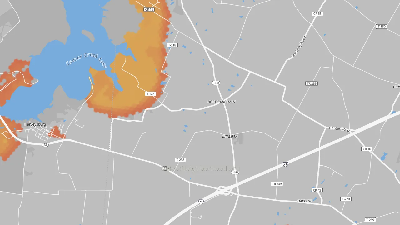 Bike Grade map of Kingman, OH