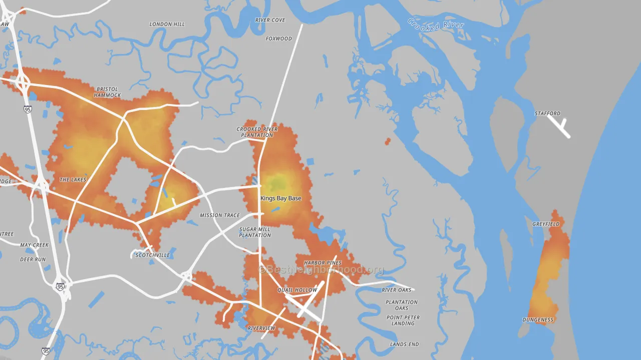 Bike Grade map of Kings Bay, GA