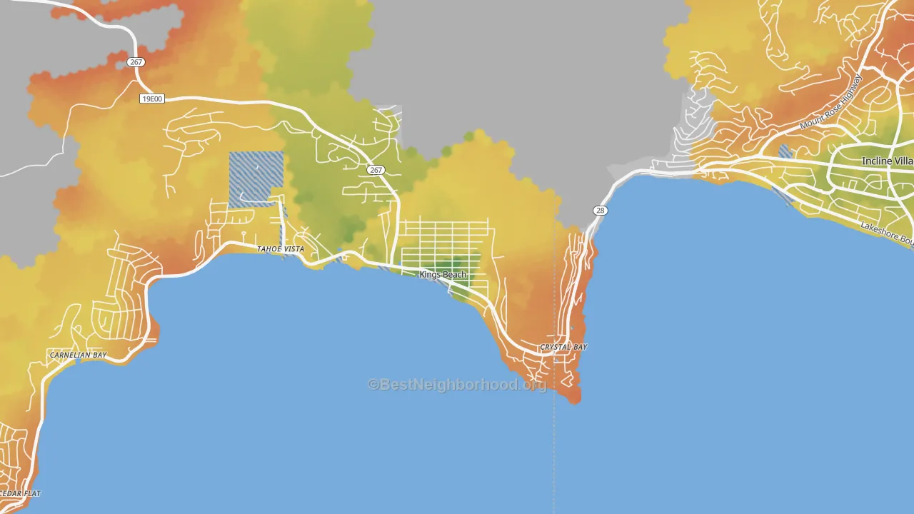 Bike Grade map of Kings Beach, CA