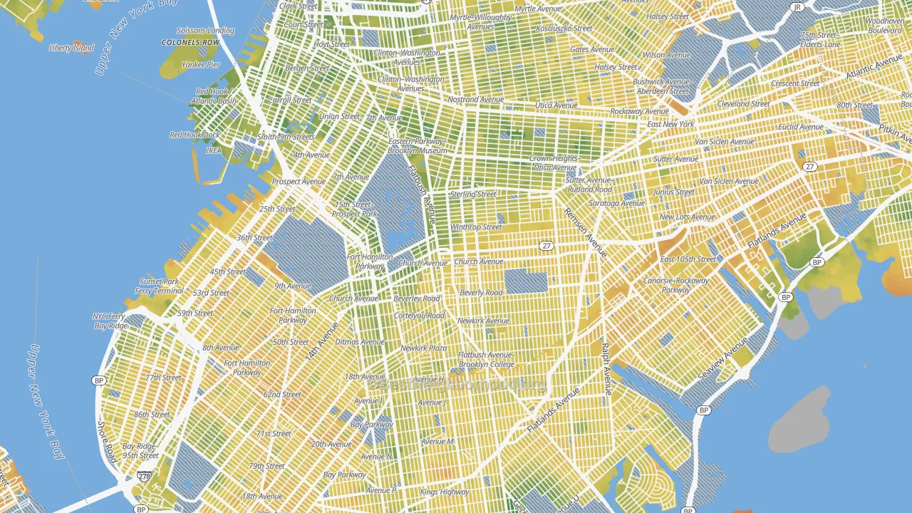 Bike Grade map of Kings County, NY