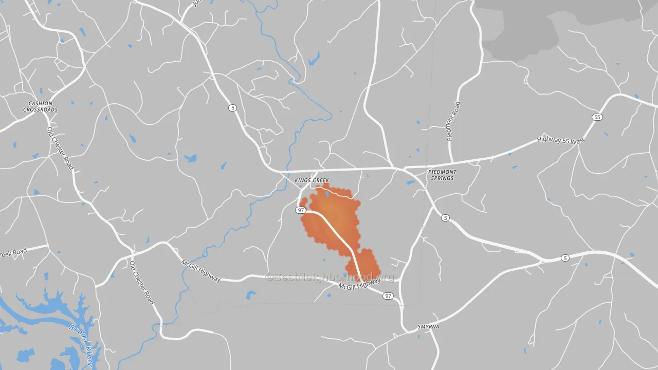 Bike Grade map of Kings Creek, SC