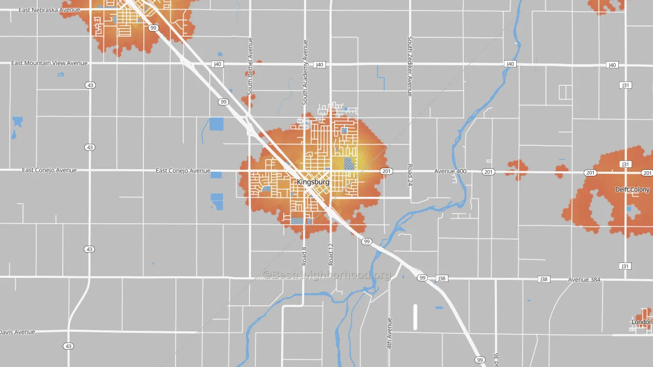 Bike Grade map of Kingsburg, CA