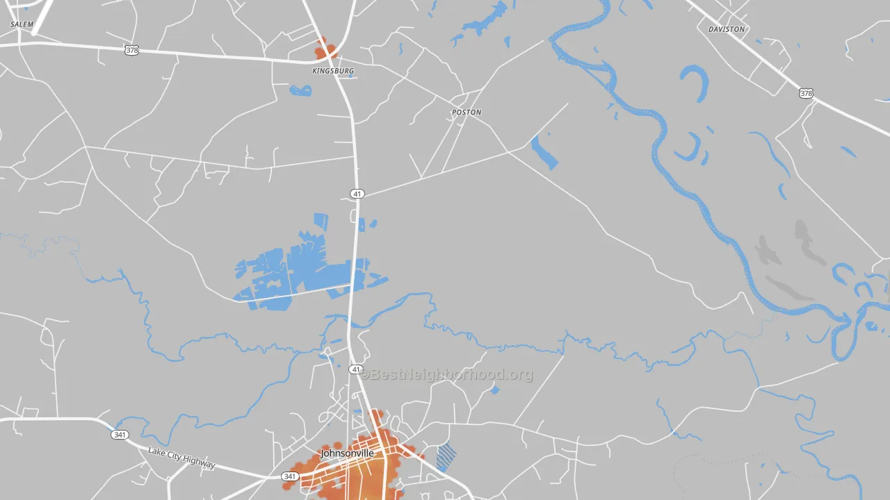 Bike Grade map of Kingsburg, SC