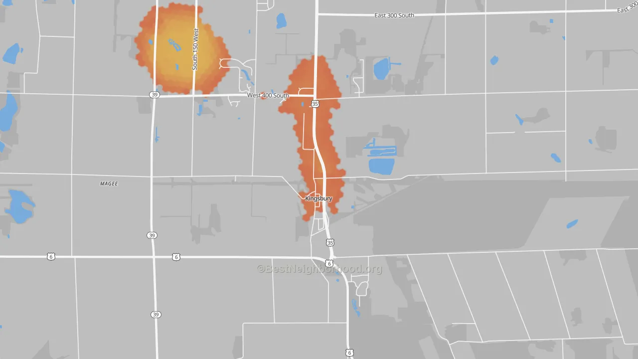 Bike Grade map of Kingsbury, IN