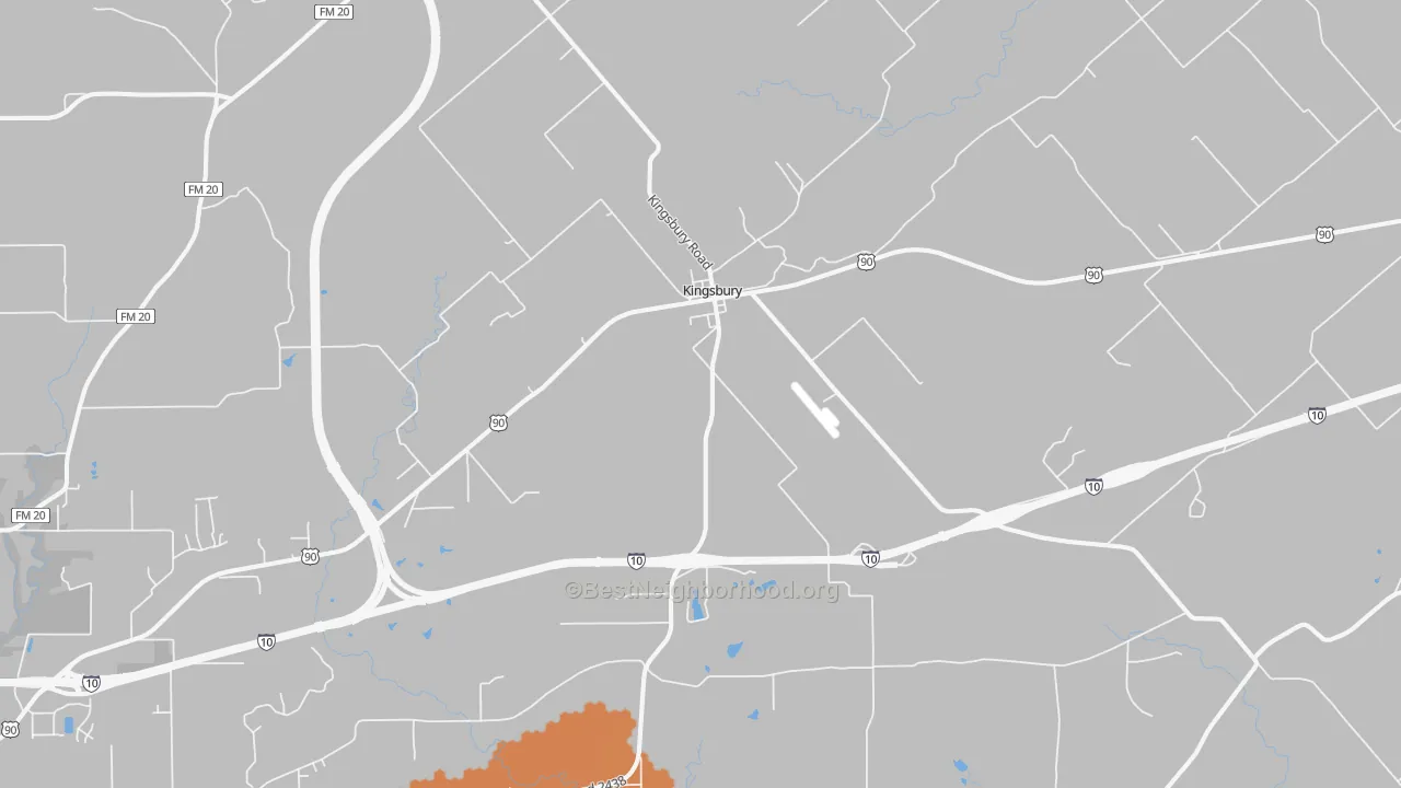 Bike Grade map of Kingsbury, TX