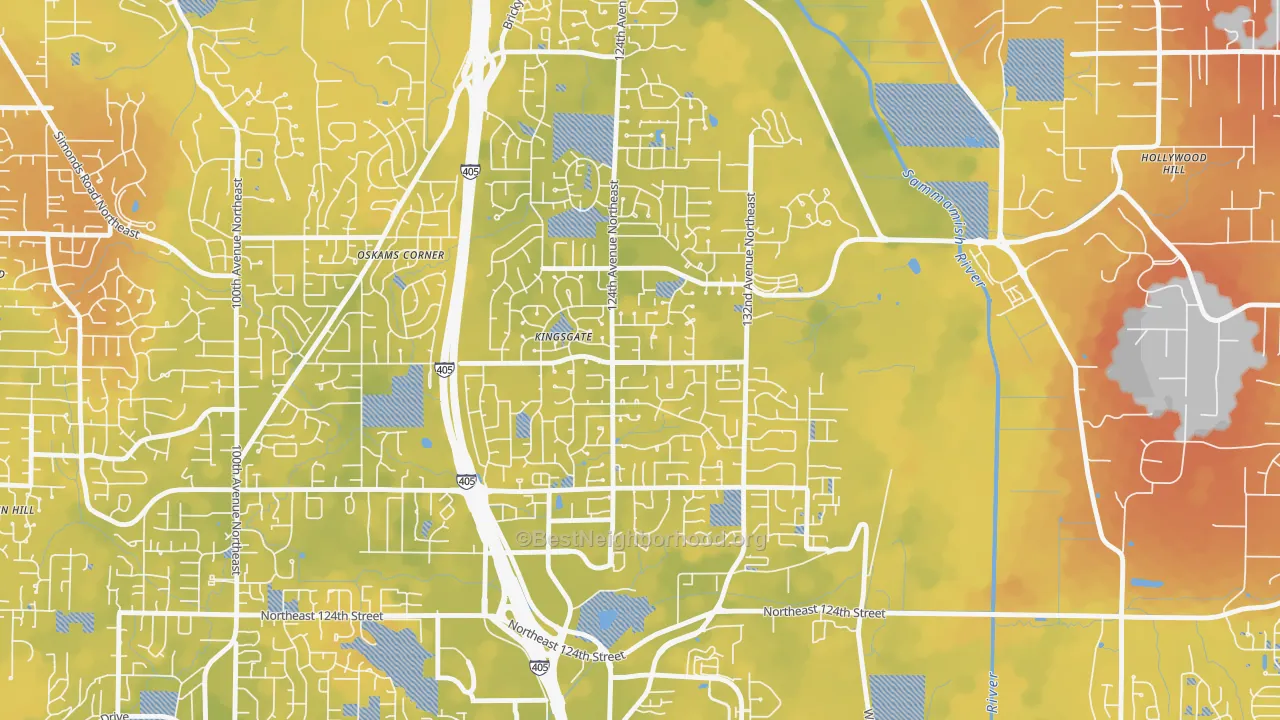 Bike Grade map of Kingsgate, WA