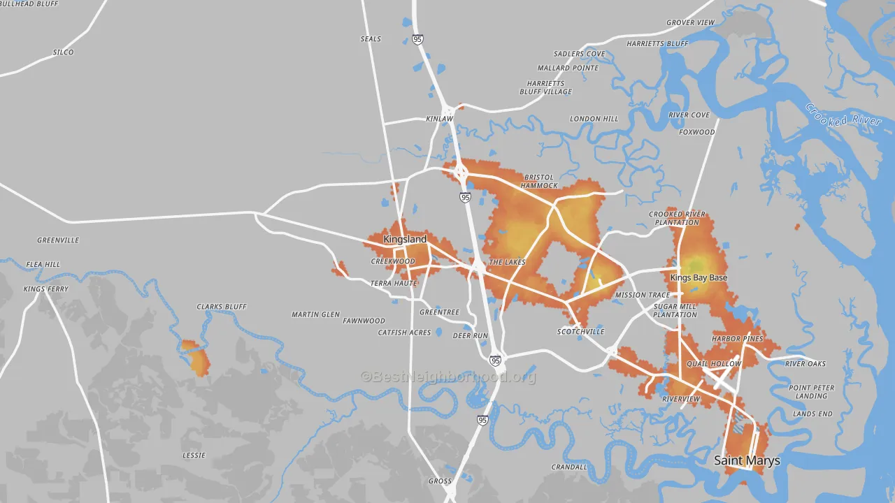 Bike Grade map of Kingsland, GA