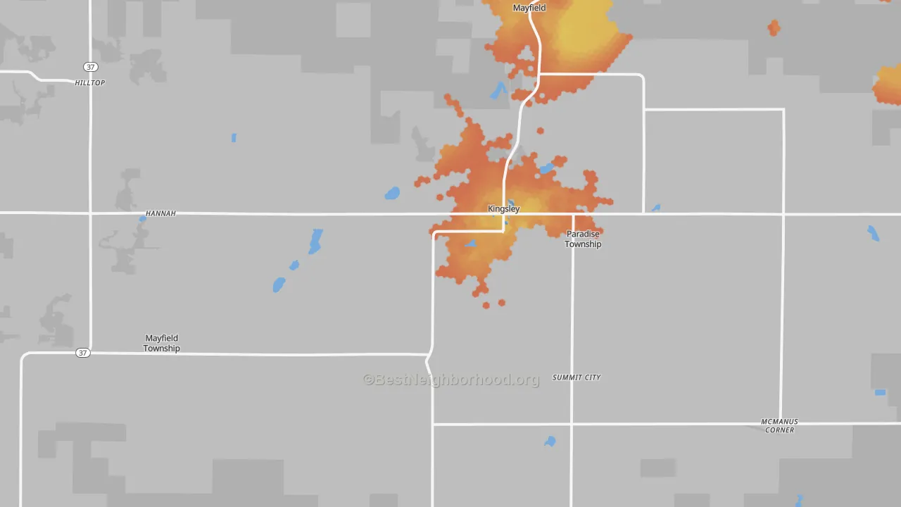 Bike Grade map of Kingsley, MI