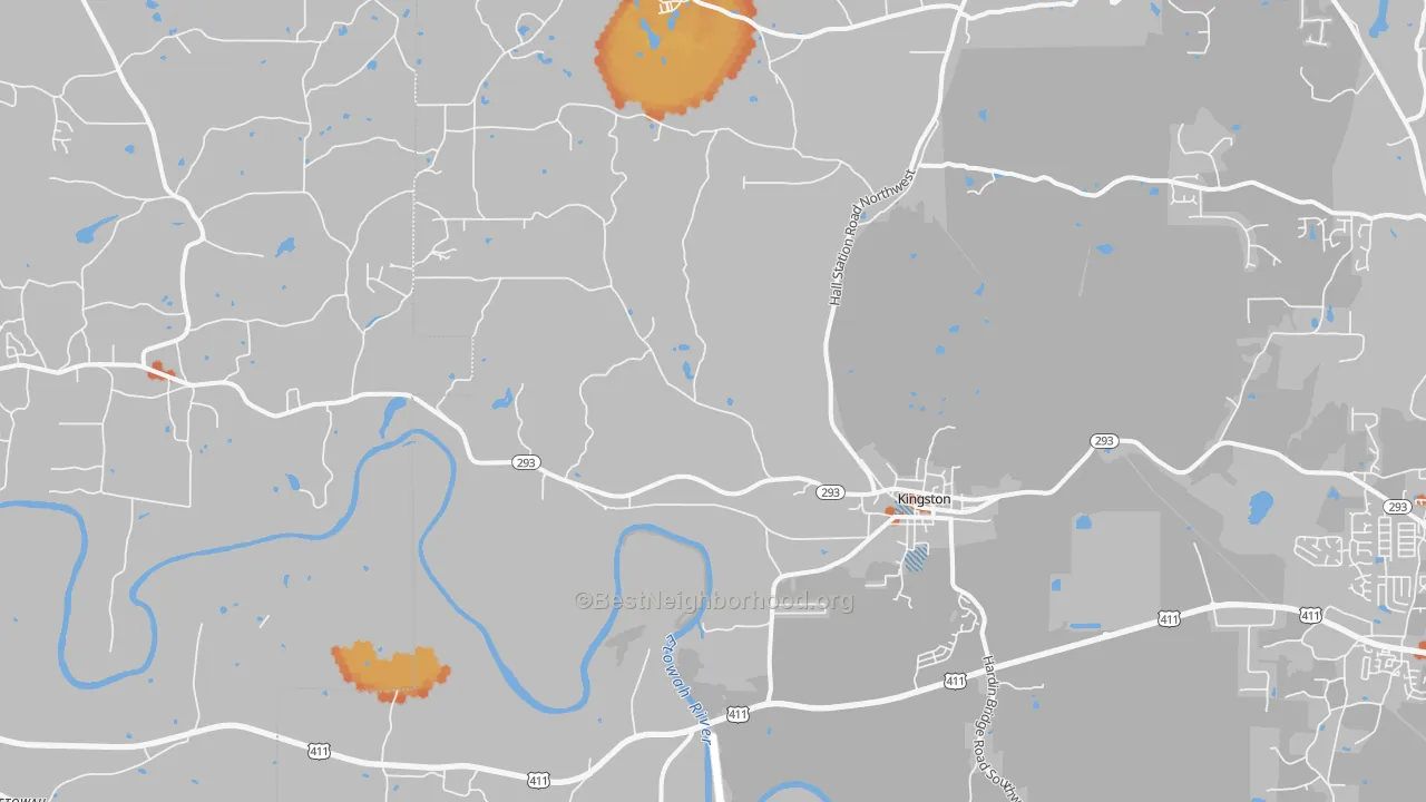 Bike Grade map of Kingston, GA