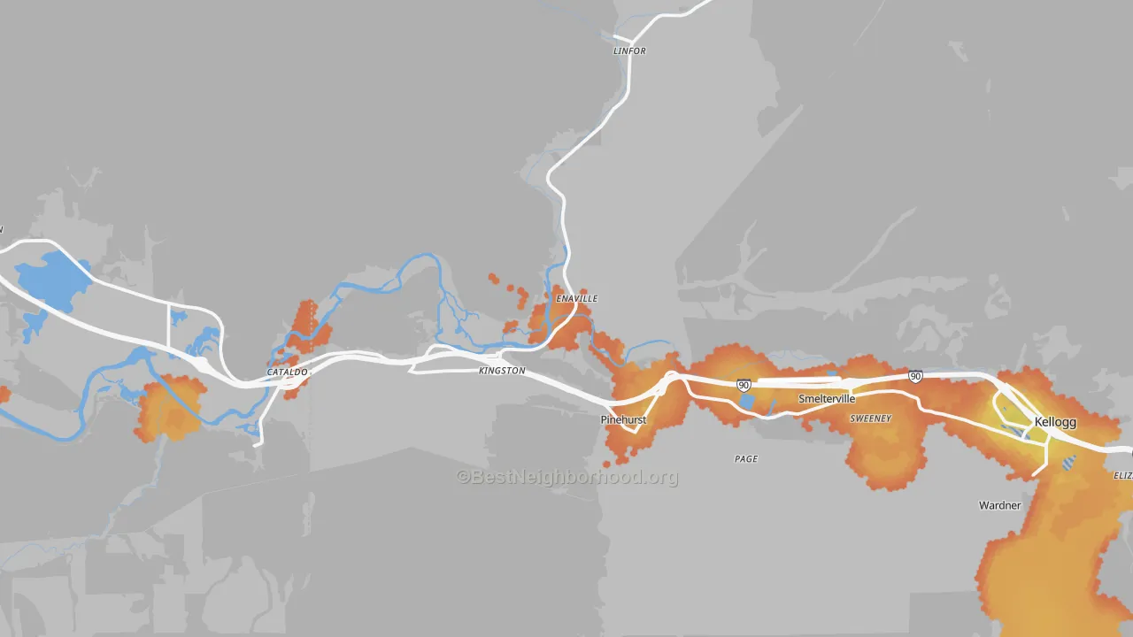 Bike Grade map of Kingston, ID