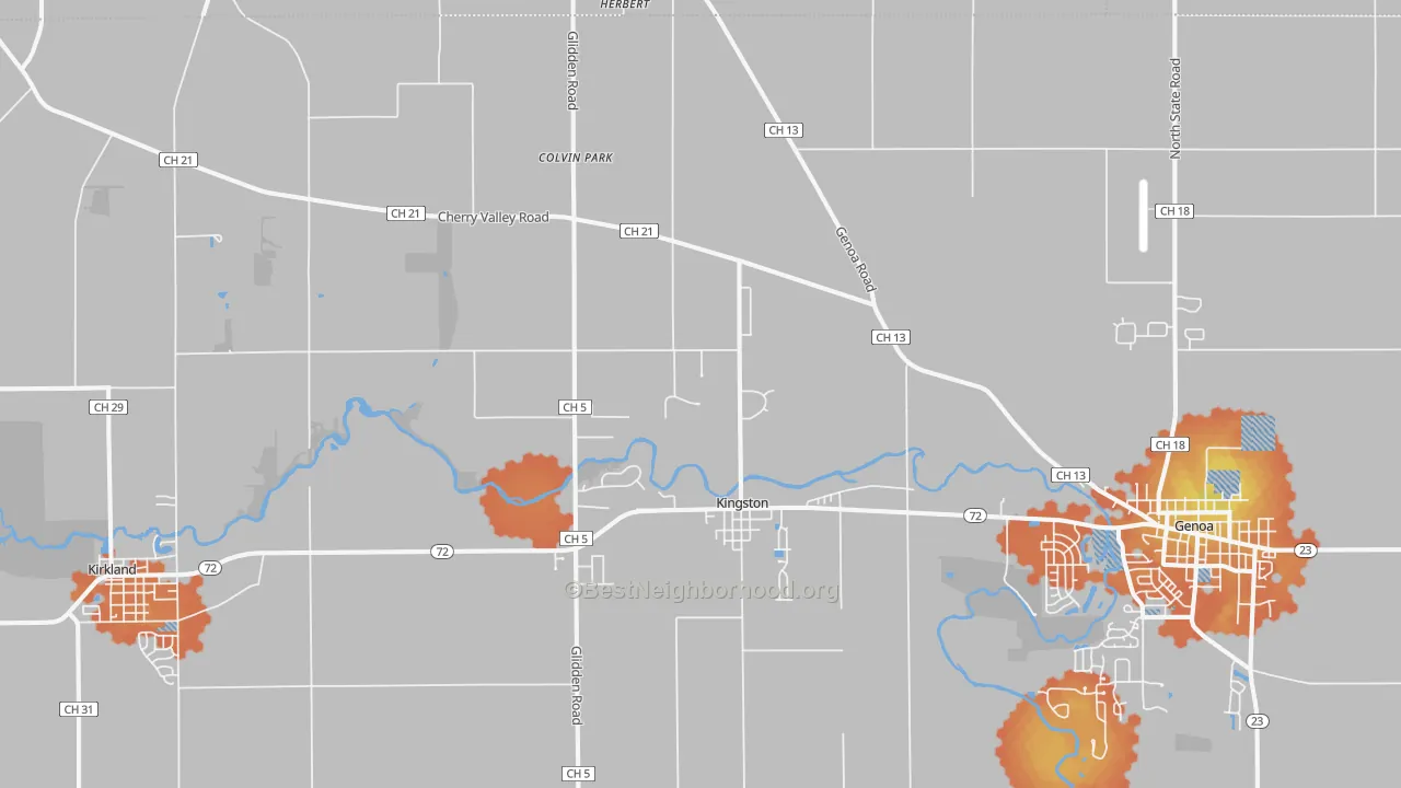 Bike Grade map of Kingston, IL
