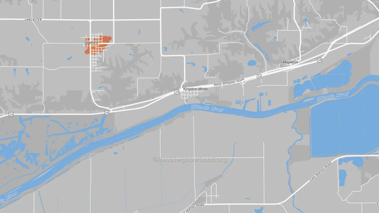 Bike Grade map of Kingston Mines, IL