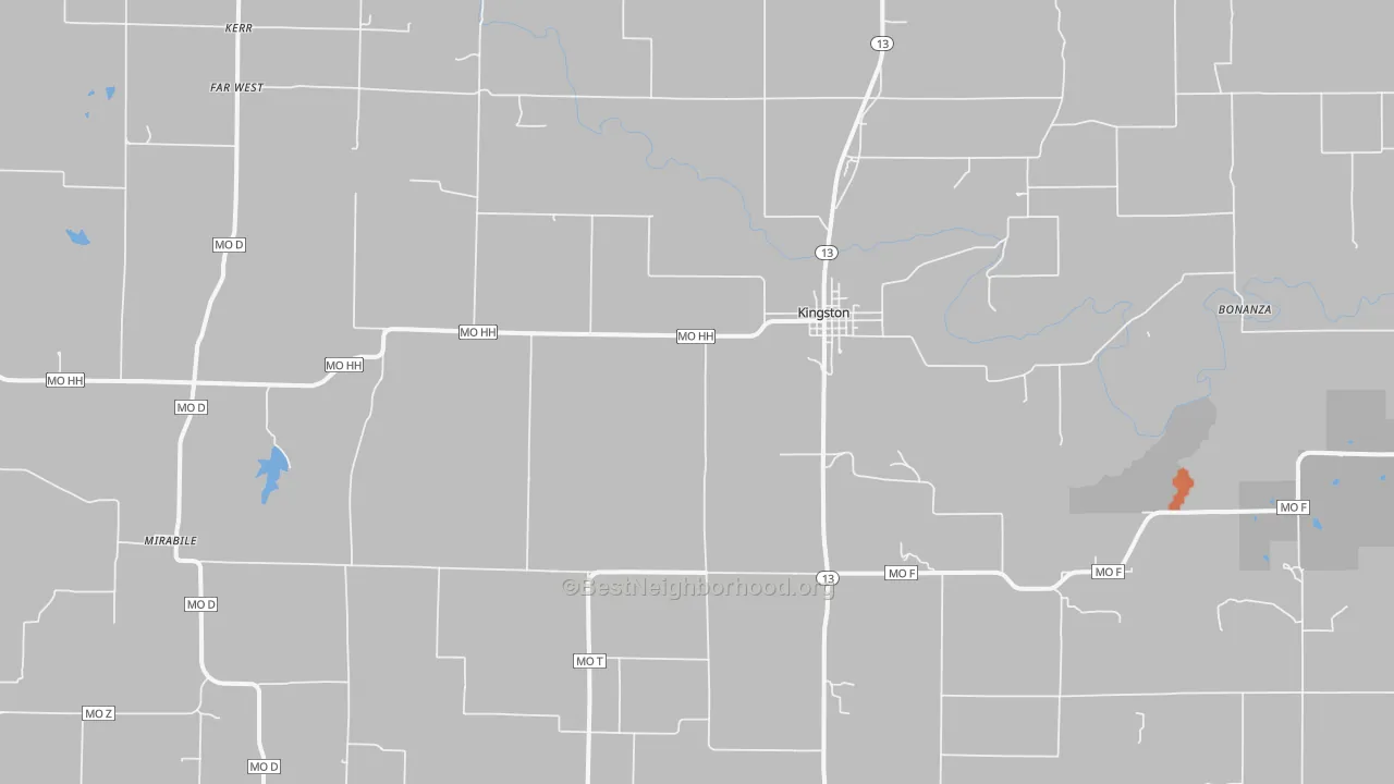 Bike Grade map of Kingston, MO