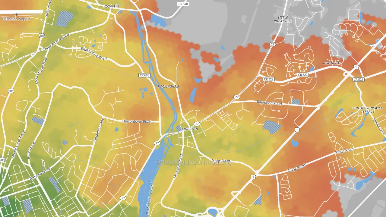 Bike Grade map of Kingston, NJ