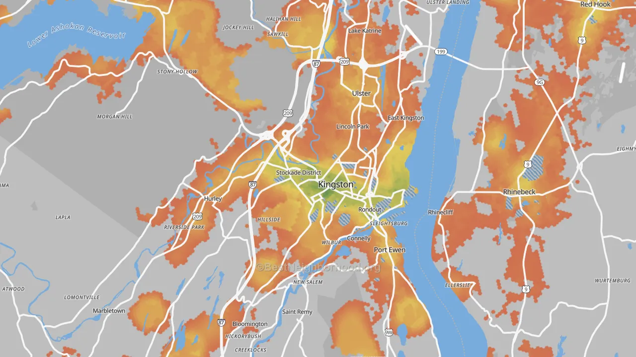 Bike Grade map of Kingston, NY