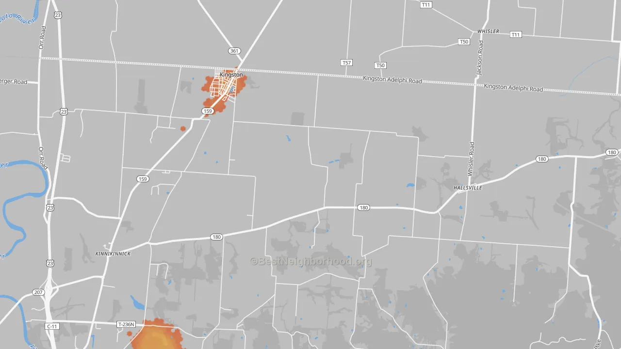 Bike Grade map of Kingston, OH