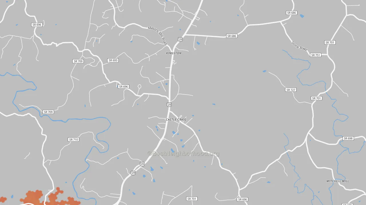 Bike Grade map of Kingston, VA