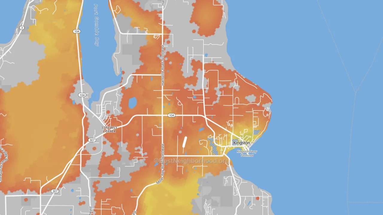Bike Grade map of Kingston, WA